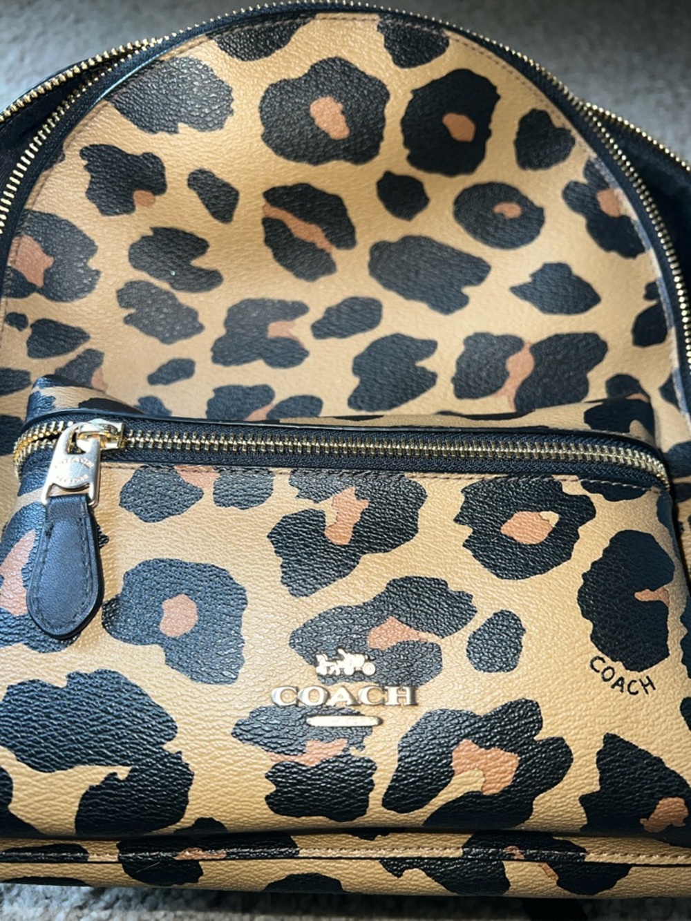 Authentic Coach Leopard Print Mini Backpack - Tan, Black & Brown - Picture 10 of 10